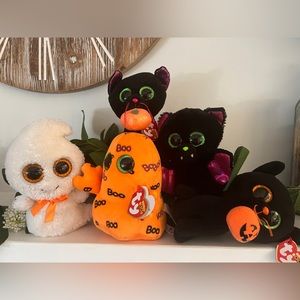 2014-2018 6" Ty Beanie BOOS, Halloween Set of 5 Stuffed Animal ~ Retired